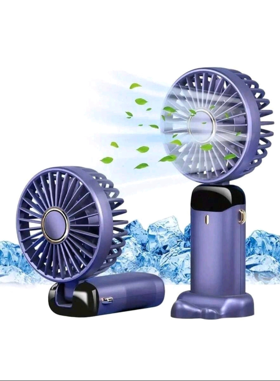 Ventilator portabil mini de mână, silențios, digital, de birou – poate fi ținut în mână, purtat la gât sau așezat pe birou; se pliază la 90 de grade; 5 trepte de viteză reglabile; ideal pentru studenți ca ventilator de gât pentru exterior; perfect ca cado