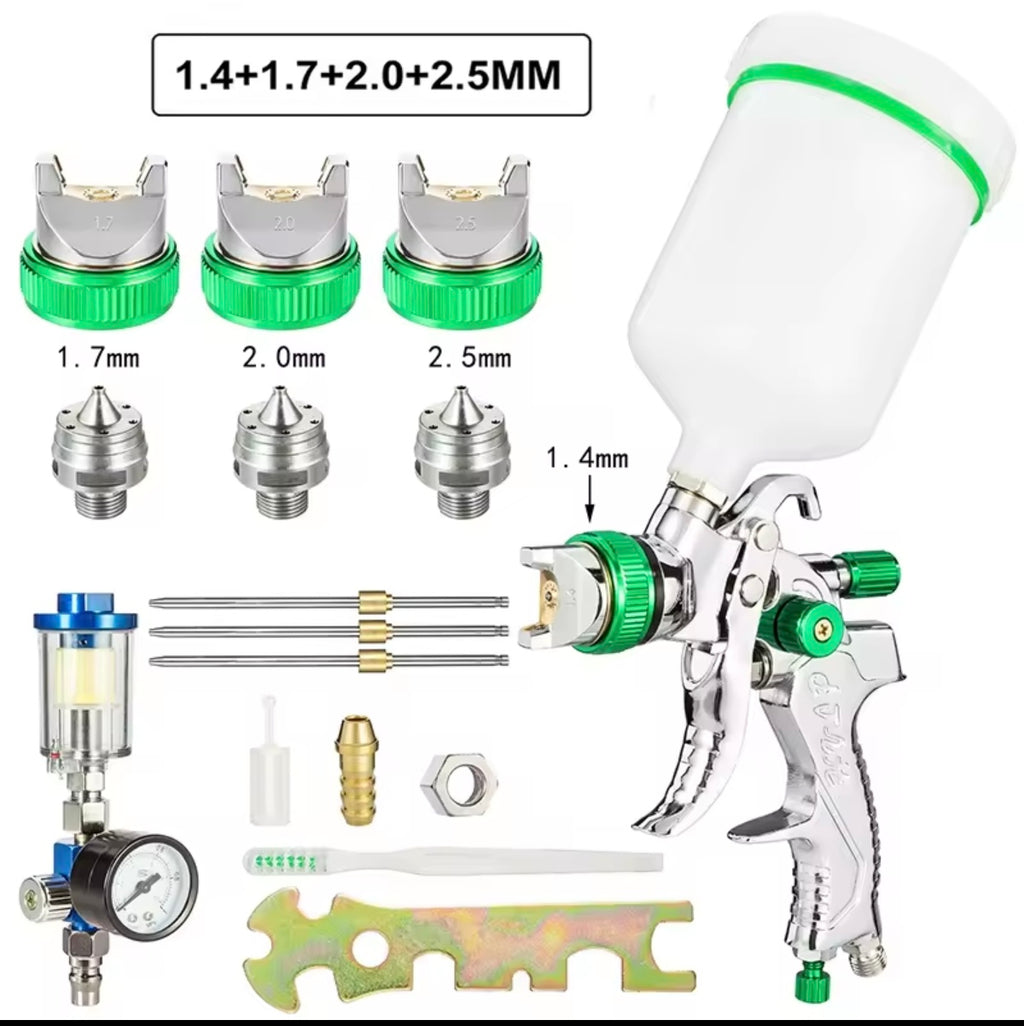 Pistol de vopsit HVLP cu duze 1.4 / 1.7 / 2.0 / 2.5 mm – Set complet