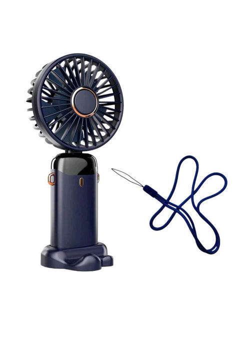 Ventilator portabil mini de mână, silențios, digital, de birou – poate fi ținut în mână, purtat la gât sau așezat pe birou; se pliază la 90 de grade; 5 trepte de viteză reglabile; ideal pentru studenți ca ventilator de gât pentru exterior; perfect ca cado